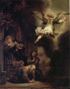 REMBRANDT Harmenszoon van Rijn, The Archangel Raphael Taking Leave of the Tobit Family